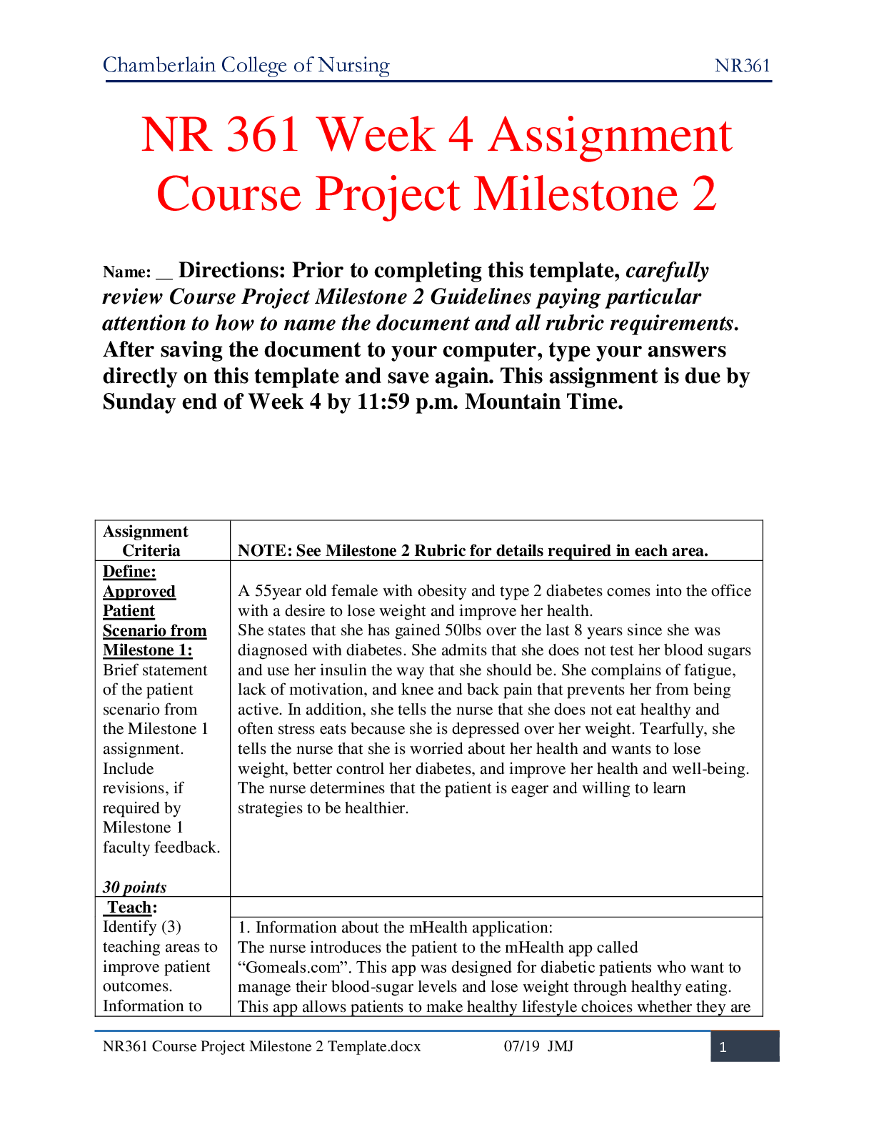 week 4 assignment course project milestone 2
